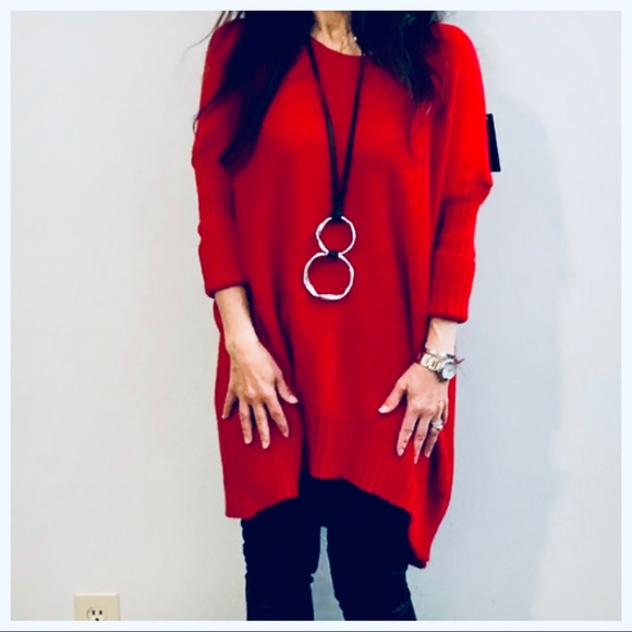 ✨LAST ONE ✨ITALY✨ red gorgeous loose fit sweater - Picture 8 of 8